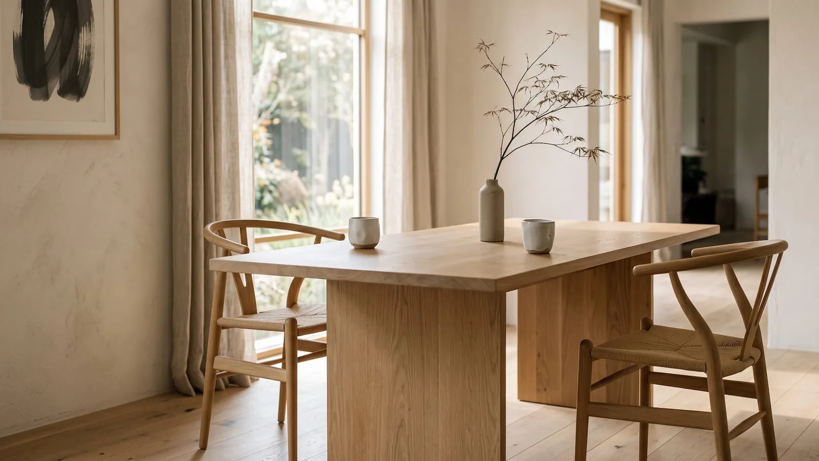 Twee stoelen tegenover elkaar aan een keukentafel